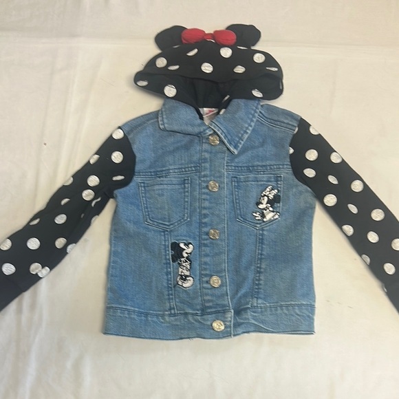 Disney Other - Disney - Minnie Mouse - Blue and Black Jean Jacket with Polka Dot Accents